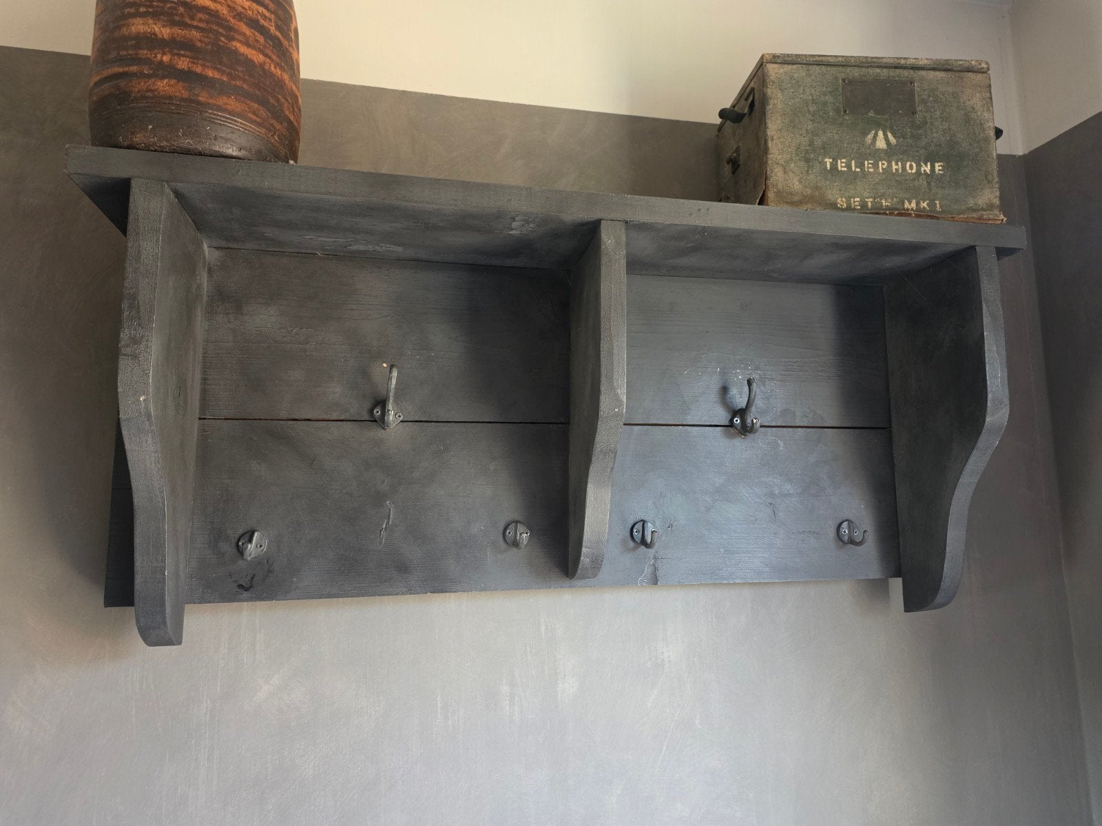 Steigerhouten kapstok met krijtverf en wax, Gebruikt, Minder dan 100 cm, Hout, Ophalen