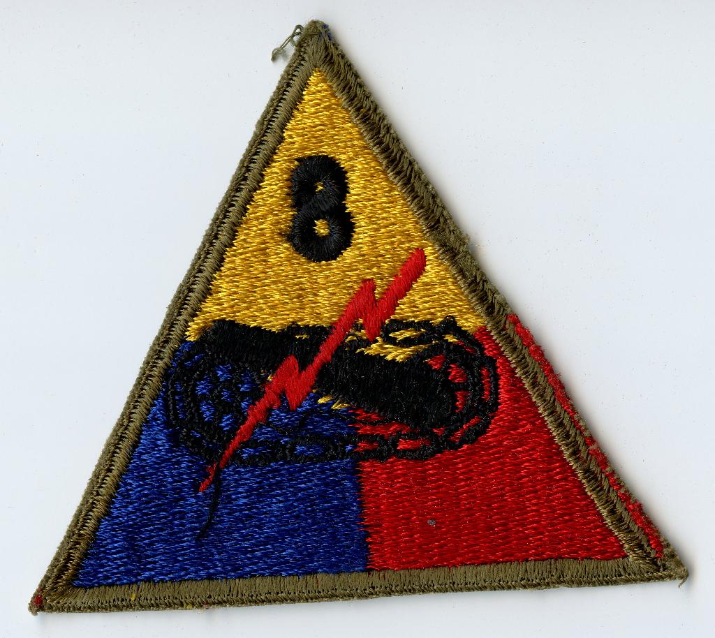 WO2 US 8th Armored Division Patch, Verzamelen, Militaria | Tweede Wereldoorlog, Ophalen of Verzenden, Landmacht, Amerika, Embleem of Badge