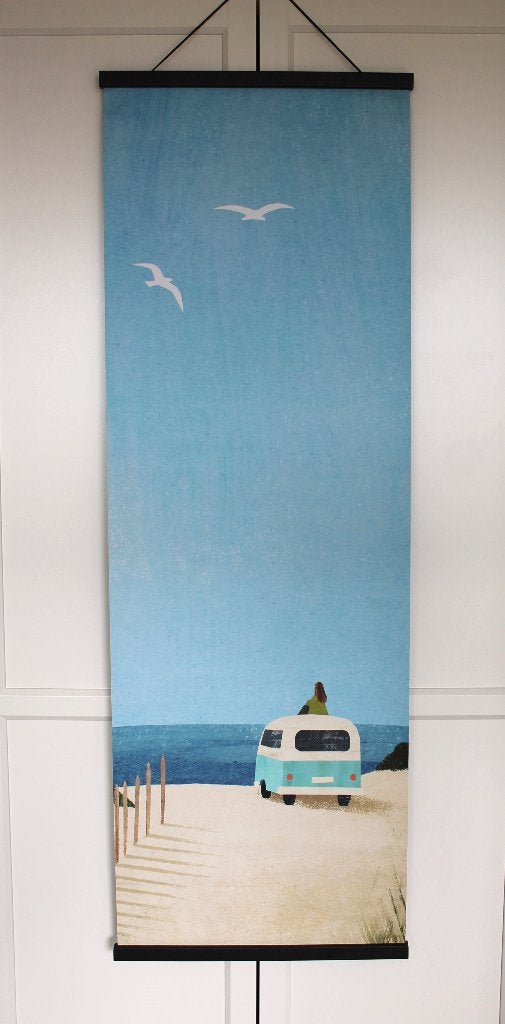 Textielposter "Life in a Van", Vakantie aan zee, 40 x 120 cm, 40 cm, Schilderij, 120 cm, Textiel