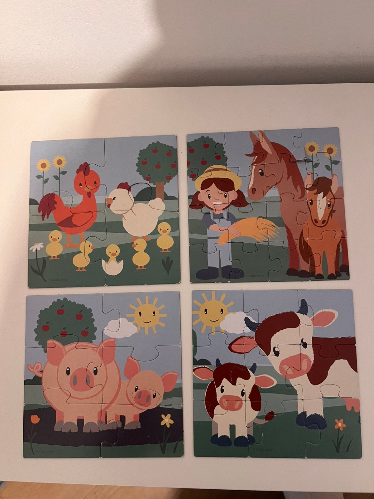 4 stuks boerderij puzzels, Ophalen of Verzenden, Zo goed als nieuw