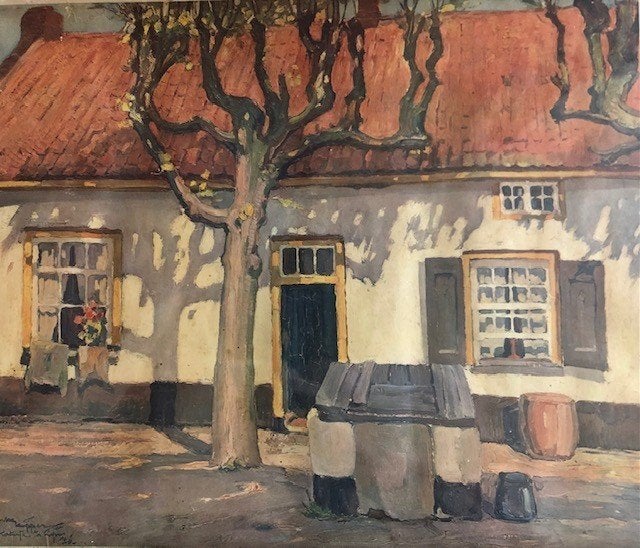 Schilderij / prent van albert funke küpper straatje, Minder dan 50 cm, Ophalen of Verzenden, Minder dan 50 cm, Print
