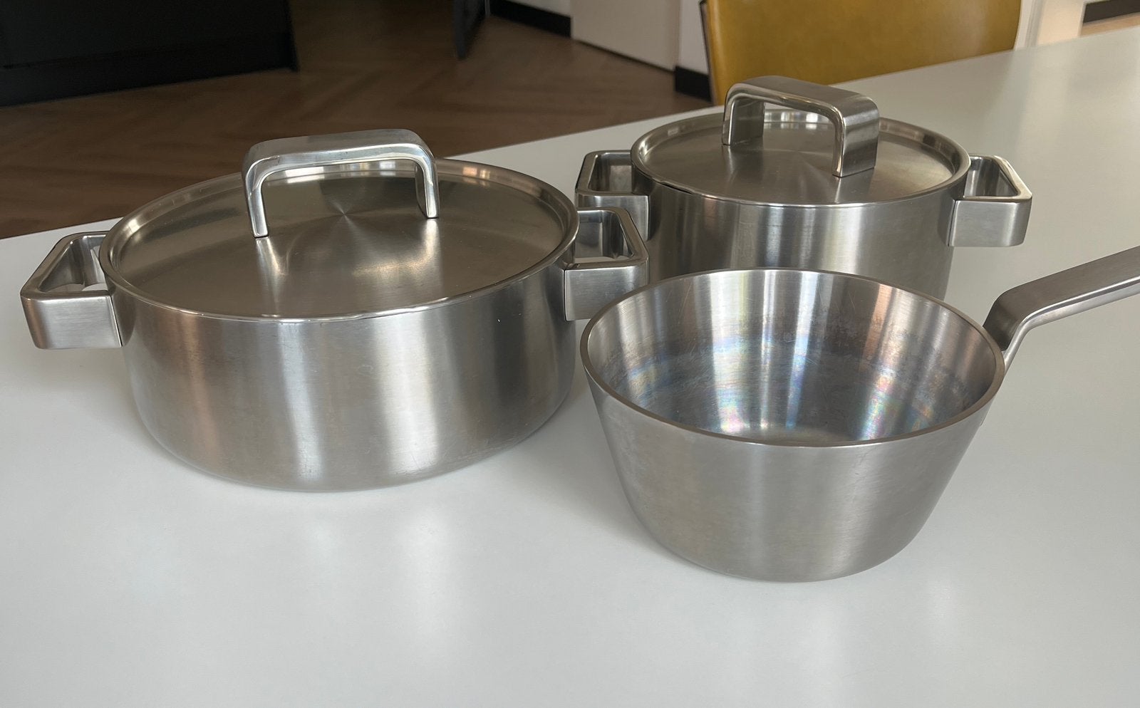 Zgan pannenset van Iittala, Ophalen of Verzenden, Zo goed als nieuw, Rvs, Pannenset