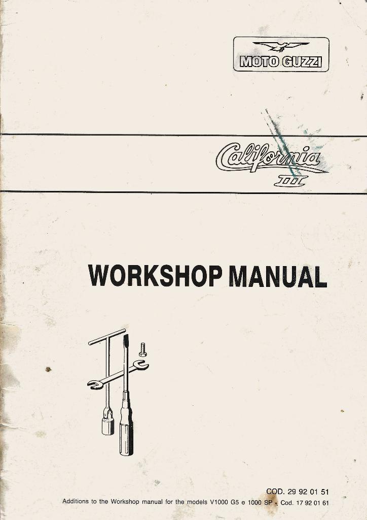 Moto Guzzi California III Additions to Workshop Manual 7971z, Motoren, Handleidingen en Instructieboekjes, Moto Guzzi, Ophalen of Verzenden