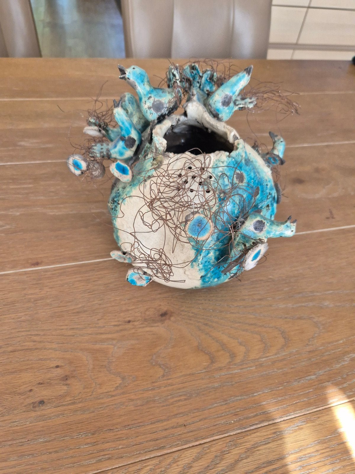 Uniek Keramieken Kunstobject/Vaas met Vogeltjes, Ophalen