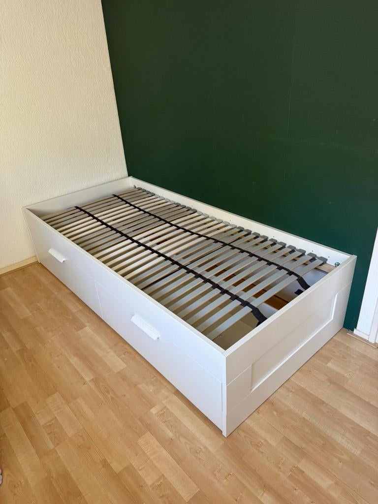 Ikea Brimnes 90 x 200 bed wit, Huis en Inrichting, Slaapkamer | Bedden, Ophalen, 90 cm, Eenpersoons, Wit