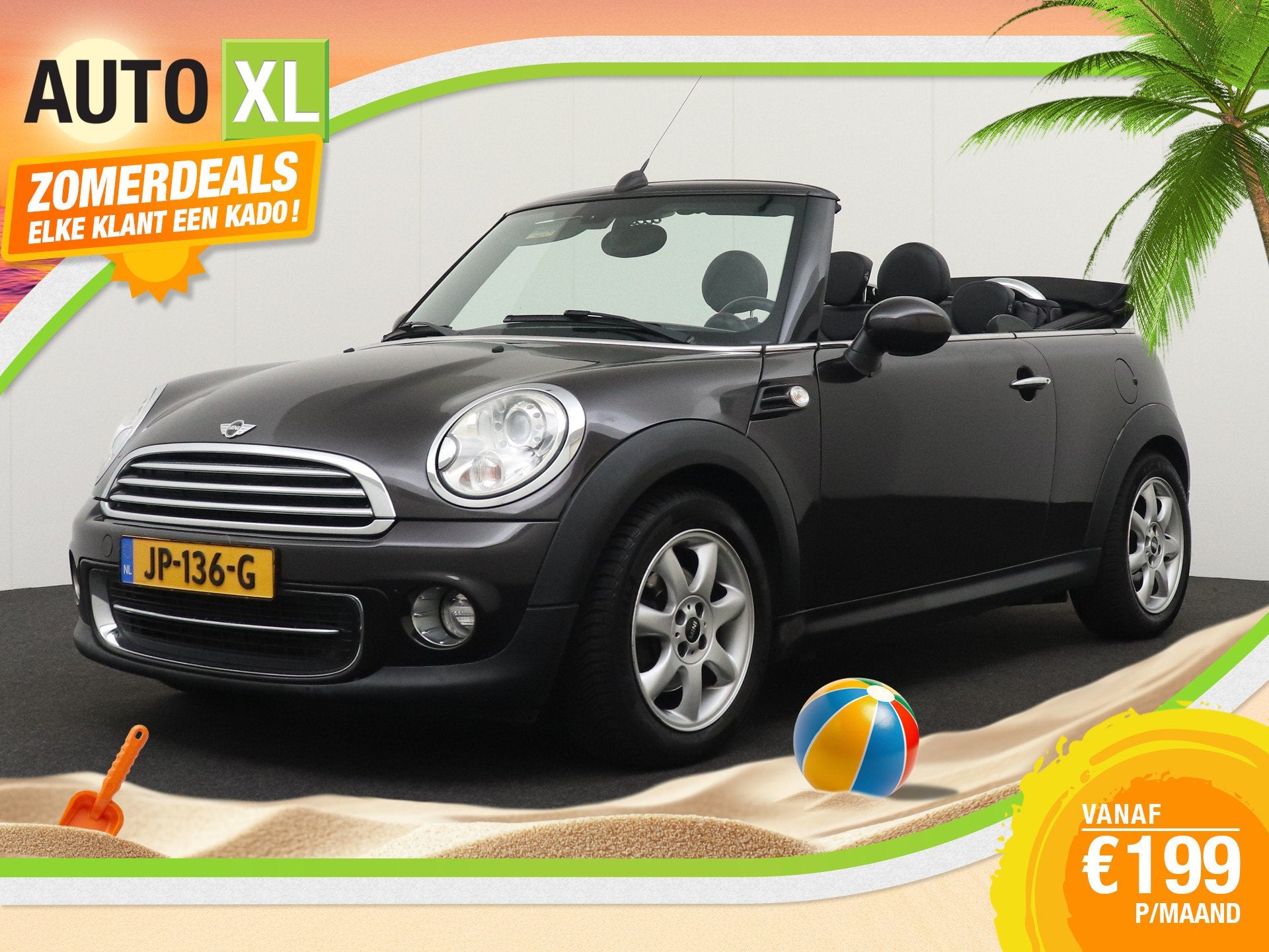 MINI Cabrio 1.6 123 PK Cooper Chili Climate Leder Navi, Auto's, Mini, Gebruikt, 4 cilinders, 4 stoelen, Leder