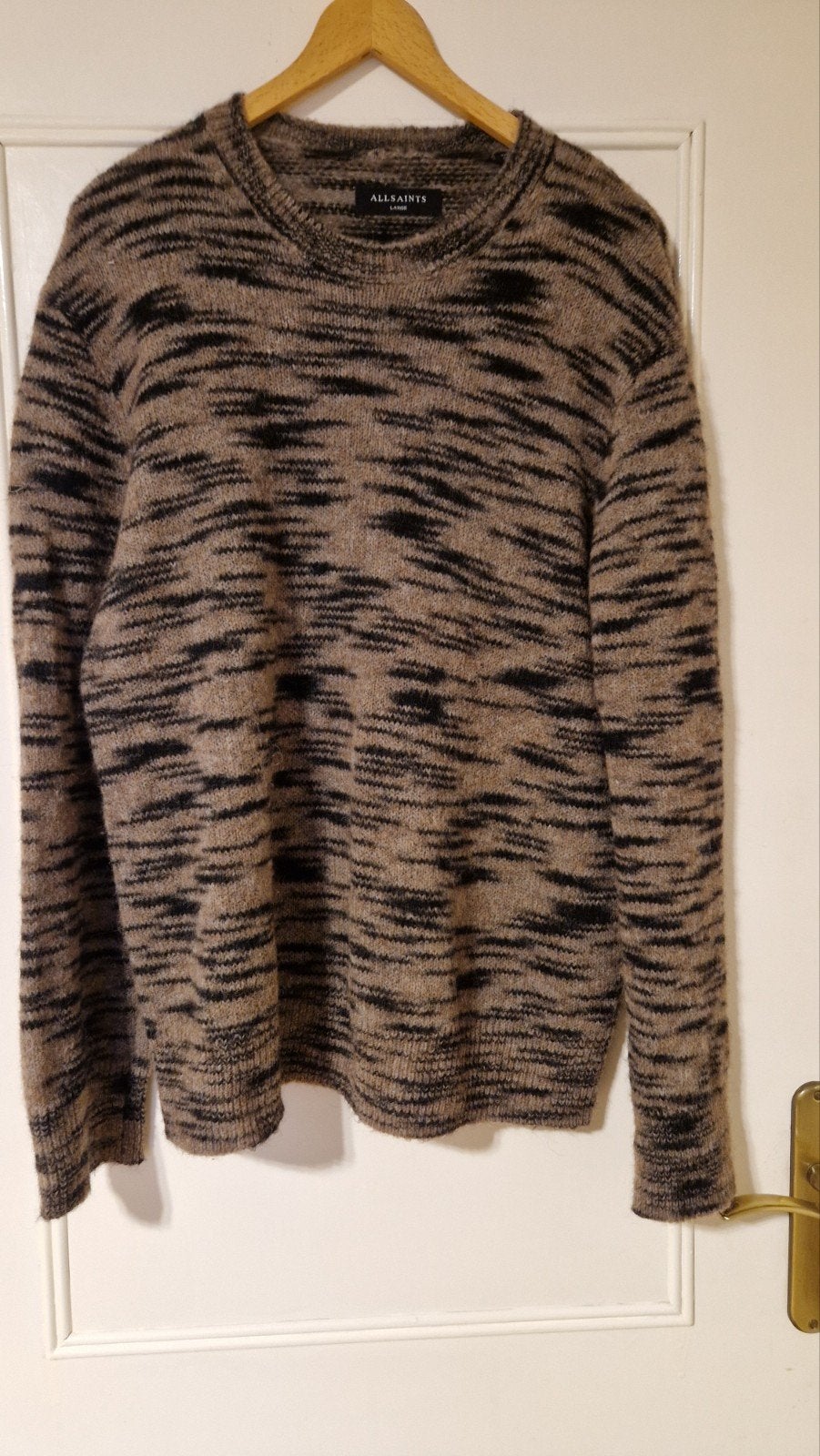 AllSaints wol en alpaca mix trui maat L, Kleding | Heren, Maat 52/54 (L), Bruin, Zo goed als nieuw, L