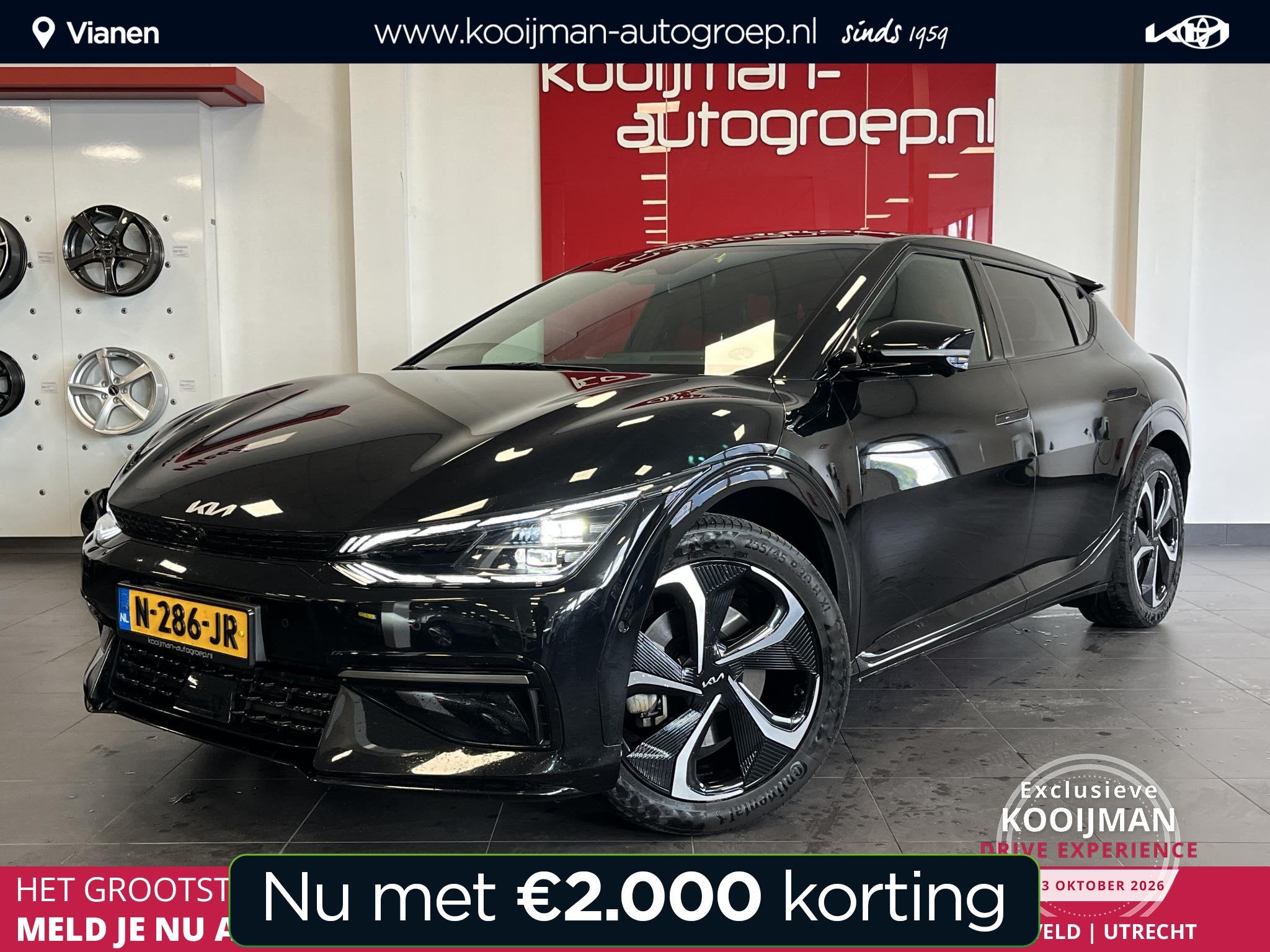 Kia EV6 GT-Line AWD 77.4 kWh + Trekhaak, BTW auto, 1e eigena, Auto's, Gebruikt, Zwart, Vierwielaandrijving, 17 min