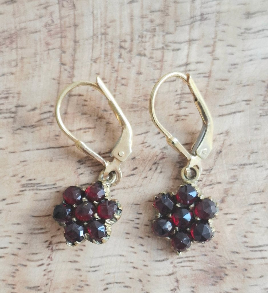 Vintage granaat oorbellen, Overige materialen, Hangers, Verzenden, Zo goed als nieuw