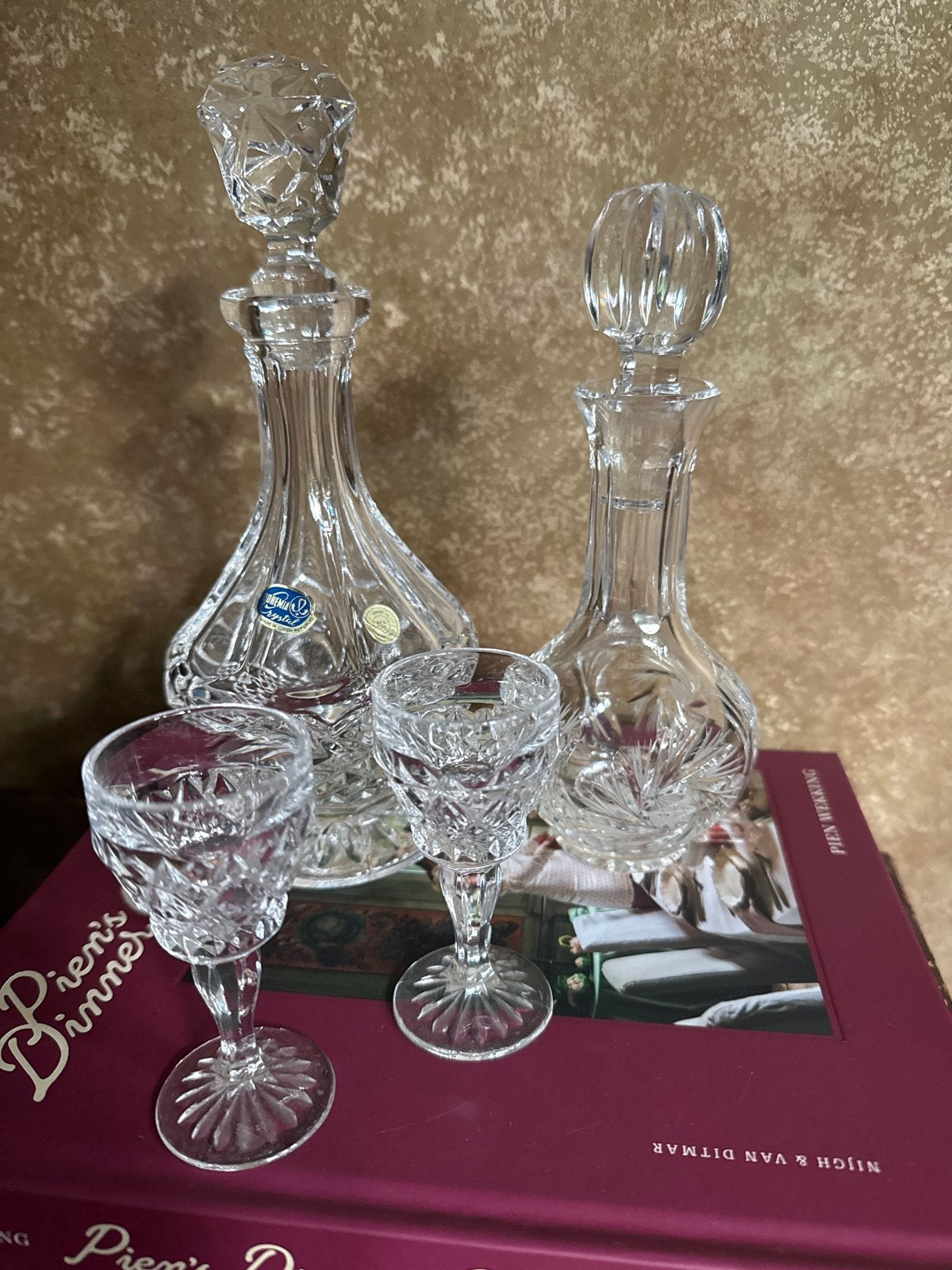 Vintage Kristallen Karaffen met Borrelglaasjes - ca. 1950, Antiek en Kunst, Antiek | Glas en Kristal, Ophalen of Verzenden