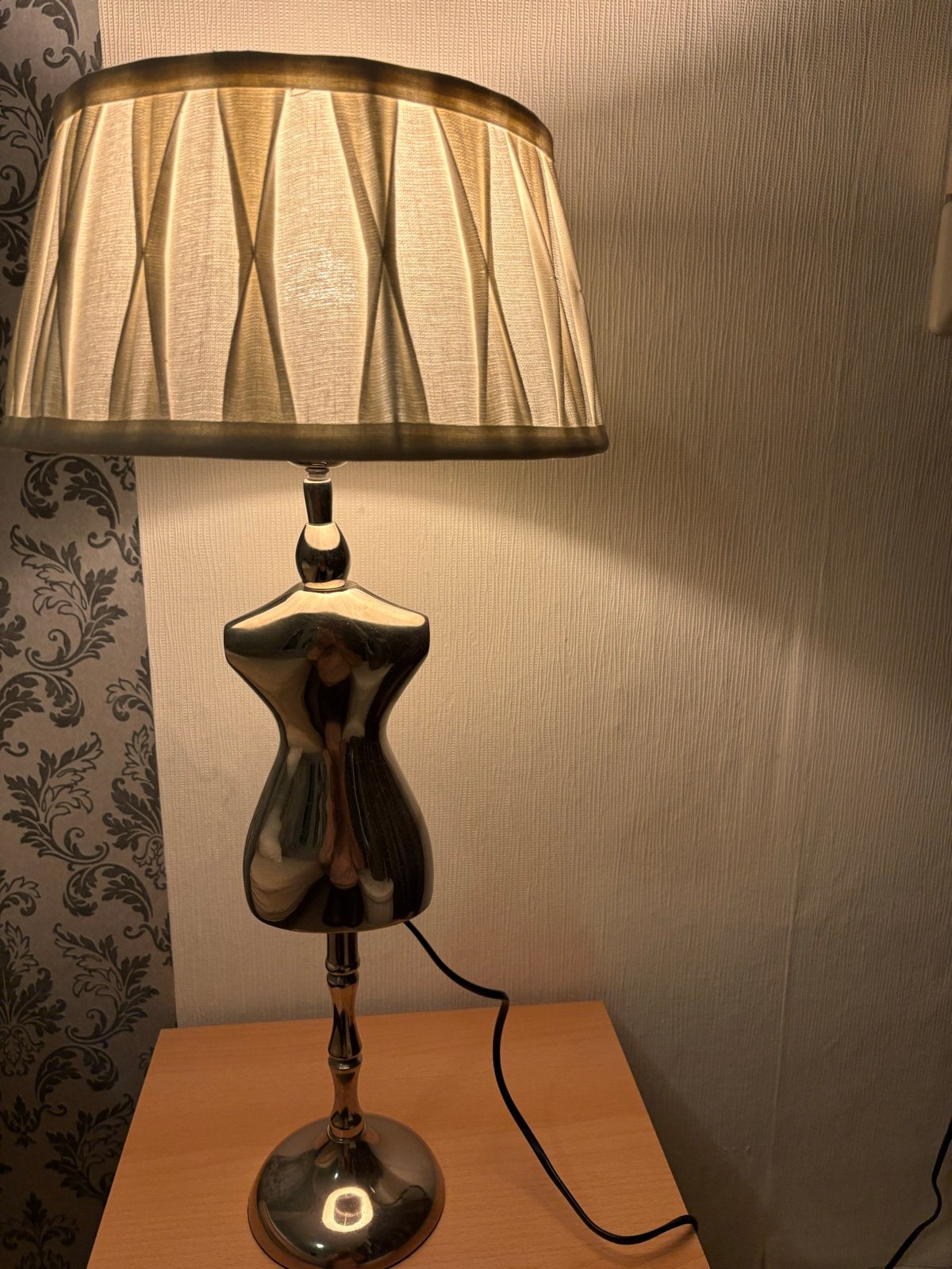 Riviera Maison Tafellamp Paspop Zilver met Witte Kap, Met schakelaar, Ophalen of Verzenden, Metaal, Modern