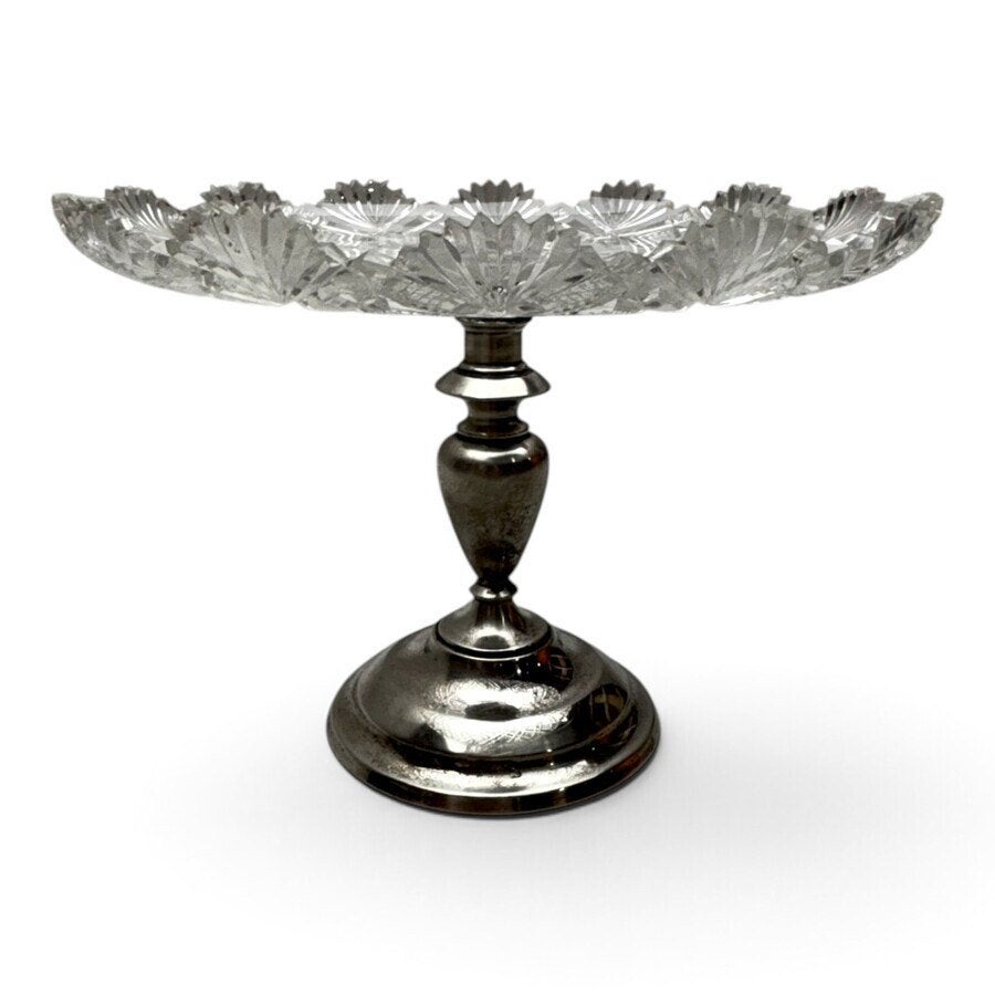 Kristallen tazza met zilveren voet, Ophalen of Verzenden