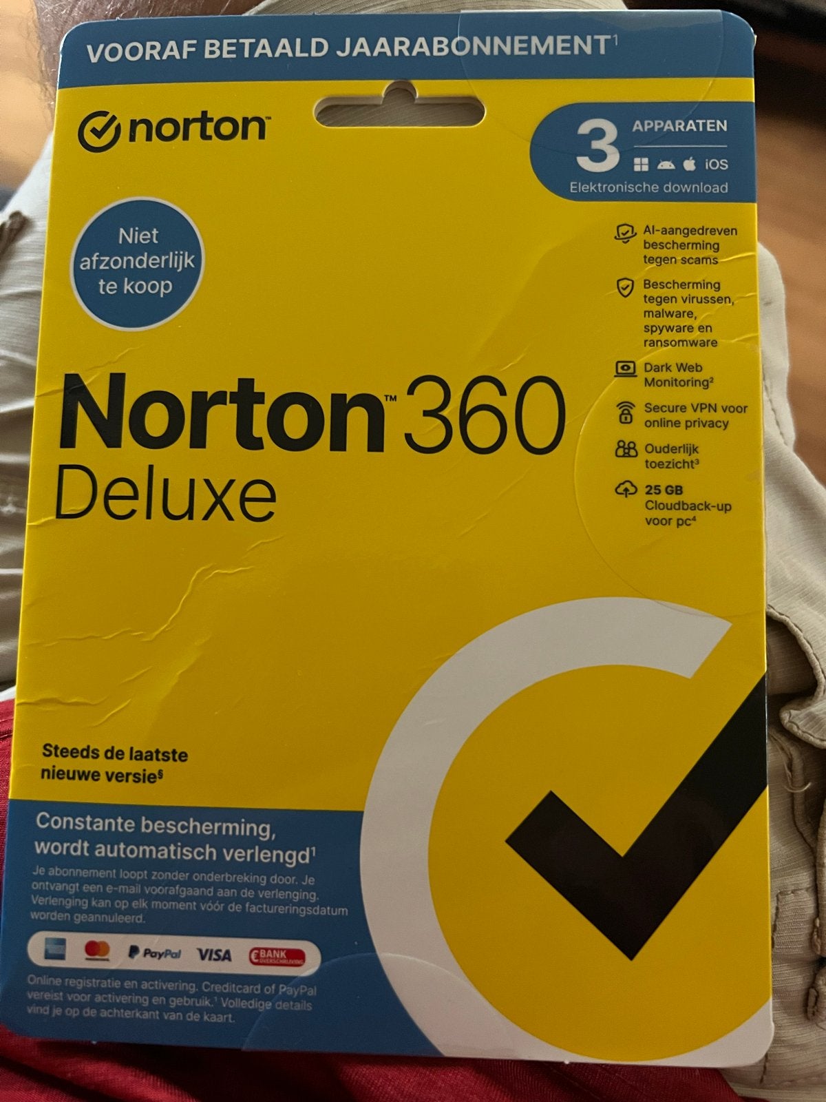 Ongeopende Jaarlicentie Norton 360 Deluxe (3 apparaten), Computers en Software, Antivirus- en Beveiligingssoftware, Ophalen of Verzenden