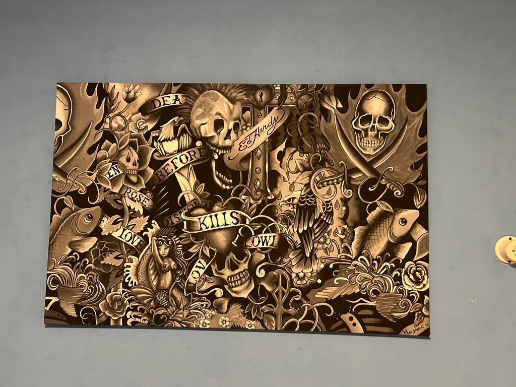 Schilderij ed hardy, Ophalen