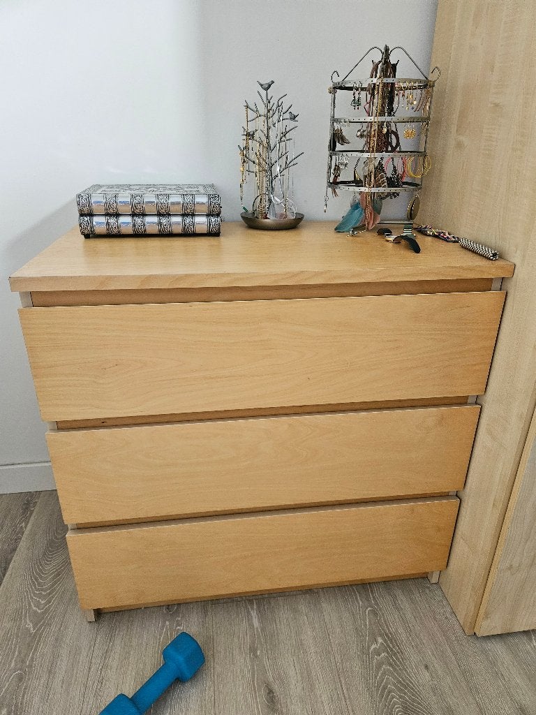 Malm ladenkast Ikea berken 3 lades, Huis en Inrichting, Kasten | Ladekasten, Ophalen, Gebruikt, 50 tot 100 cm, 3 of 4 laden