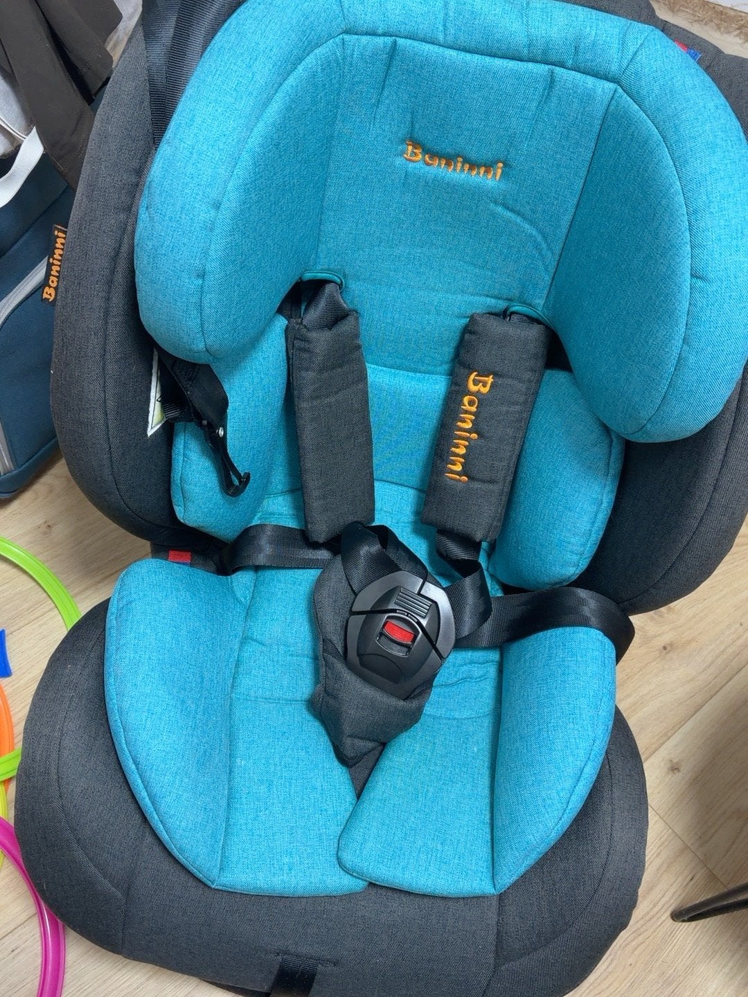 Baninni Indigo Isofix autostoel – zwart/turquoise – 0-36 kg, 15 t/m 36 kg, Verstelbare rugleuning, Zo goed als nieuw, Isofix
