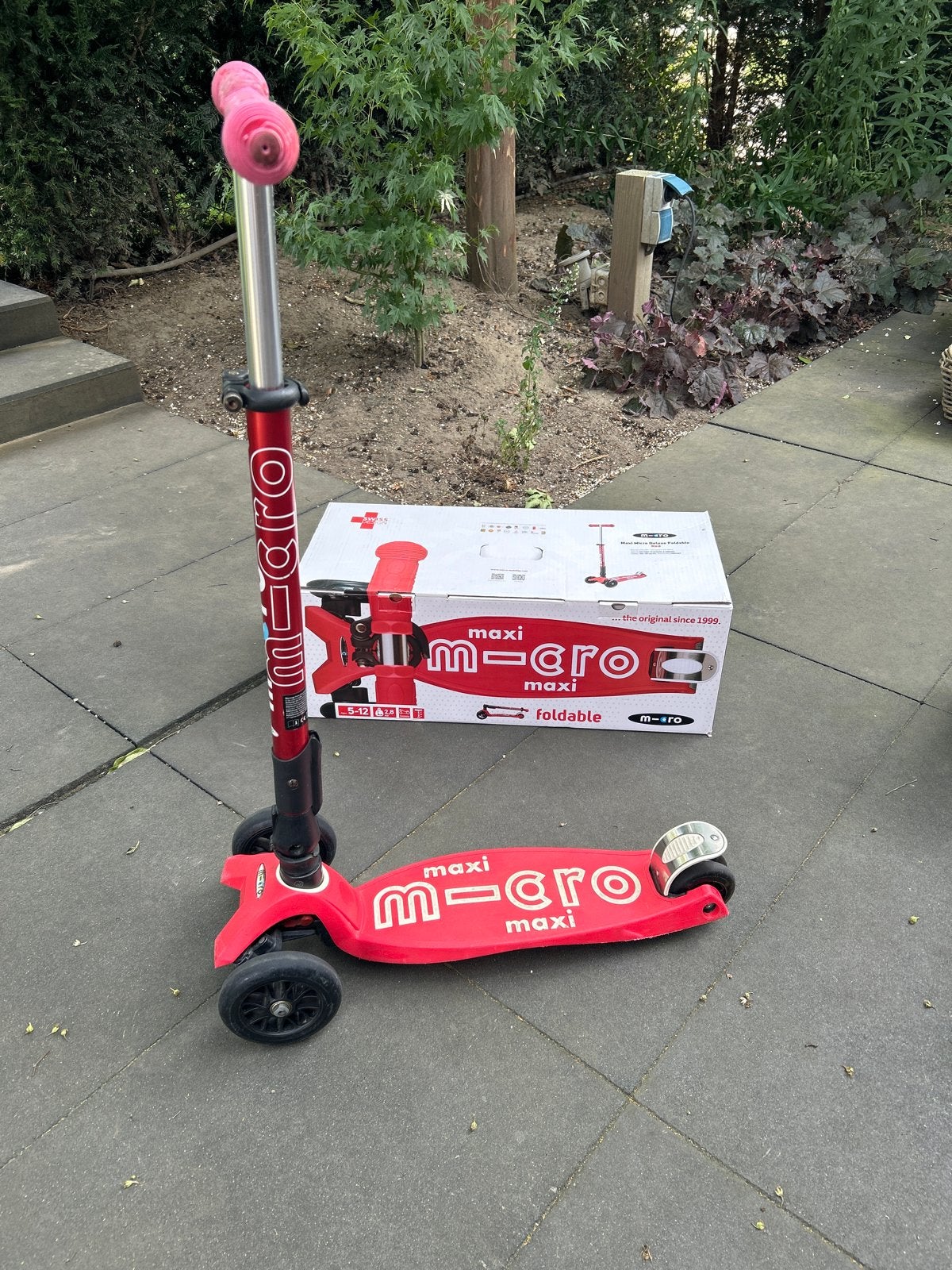 Micro Maxi Deluxe Foldable Step - Rood, Fietsen en Brommers, Steps, Zo goed als nieuw, Gewone step, Ophalen