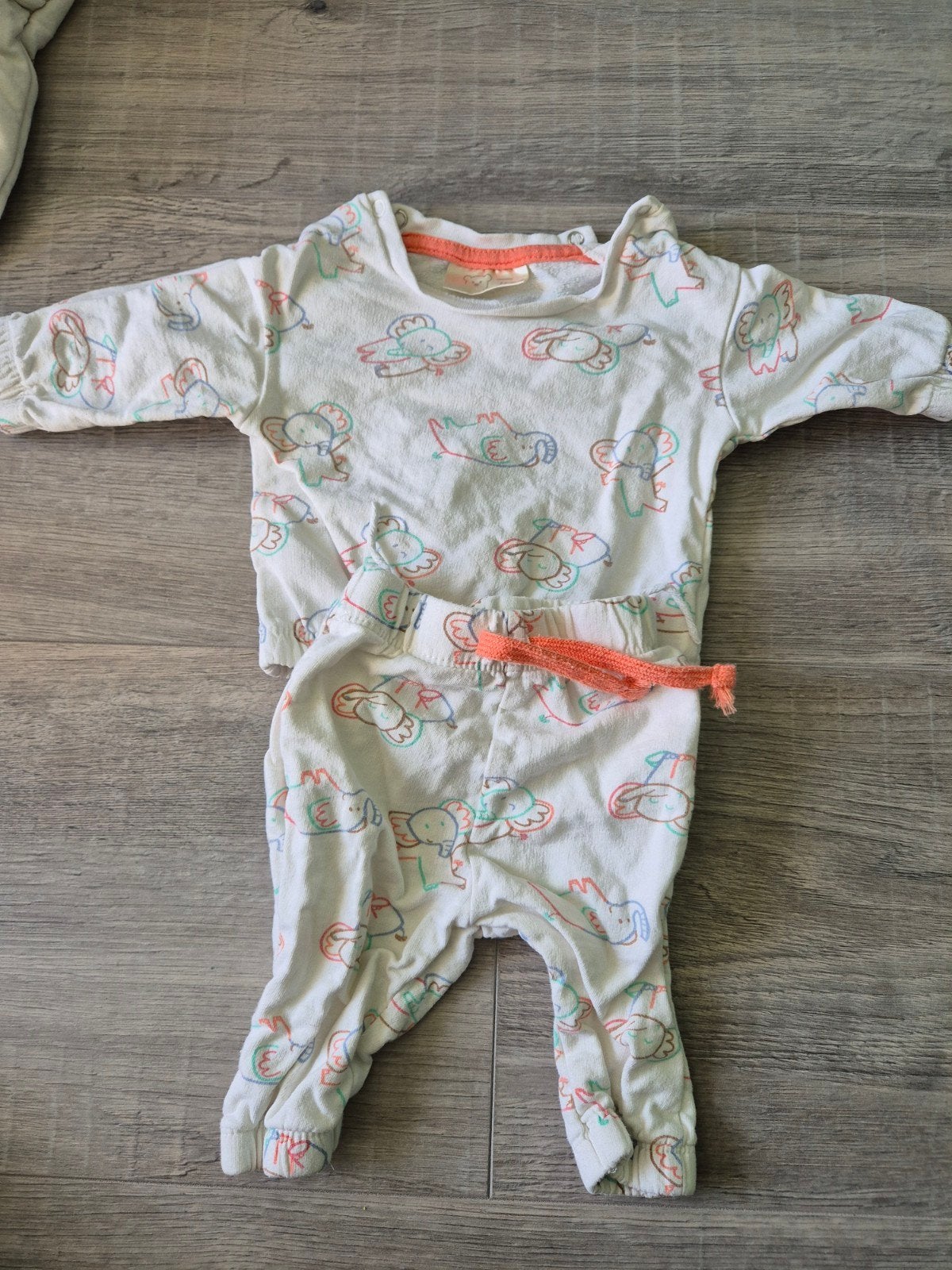 Baby setje maat 56 met olifantjesprint, Ophalen of Verzenden, Gebruikt, Jongetje of Meisje, Setje
