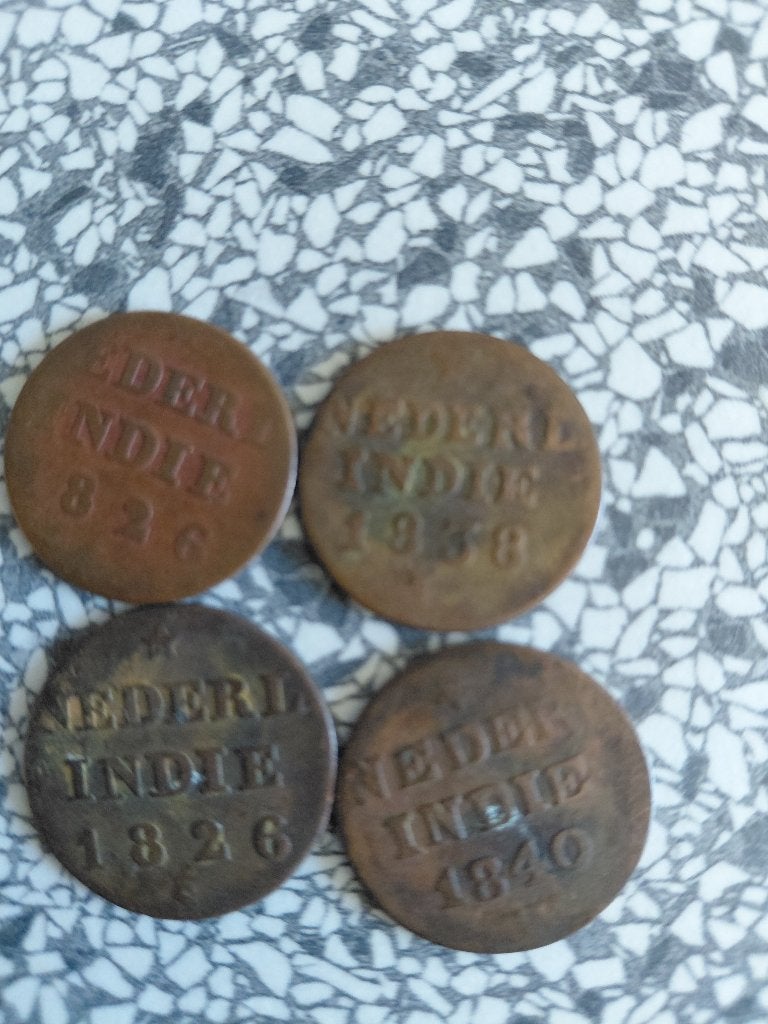 4 munten Nederlands Indie-1840-1826-1838-1826, Postzegels en Munten, Verzenden, Koning Willem I, Overige waardes, Losse munt