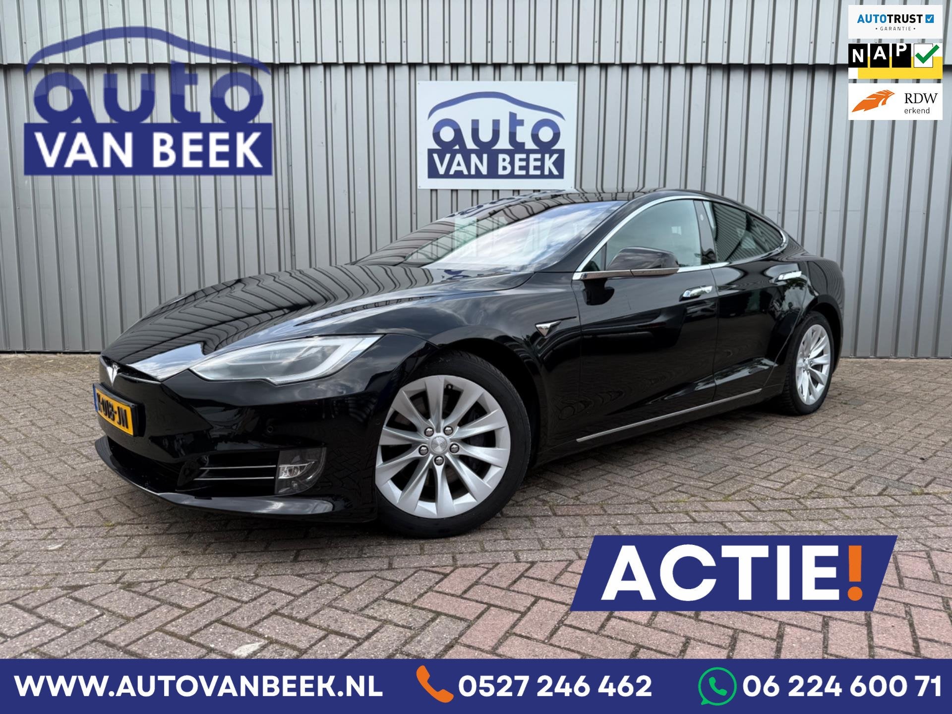 Tesla Model S 75D Base|AWD| Luchtvering|Nieuwe APK+OH, Auto's, Tesla, Gebruikt, Zwart, Model S, Leder en Stof