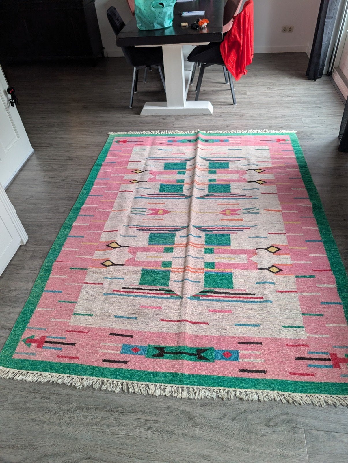 Marokkaans wollen boho tapijt - Handgeweven design, Boho, Marokkaans, Etnisch, Gebruikt, 200 cm of meer, Ophalen of Verzenden