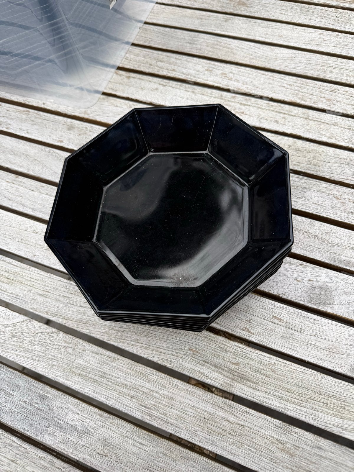 Zwarte Arcoroc Octime borden - set van 6, Huis en Inrichting, Ophalen, Gebruikt, Overige merken, Vintage