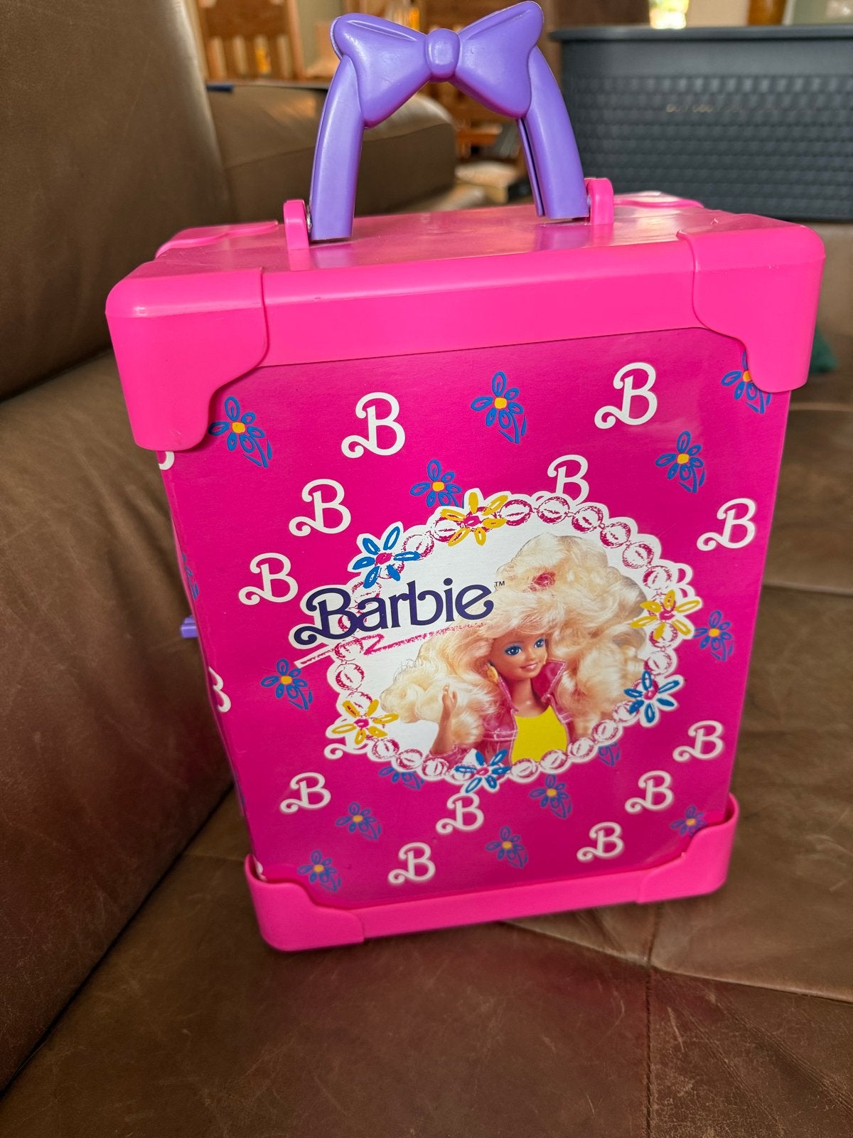 Vintage Barbie Deluxe Koffer - Roze Opbergkoffer, Ophalen of Verzenden, Gebruikt, Barbie