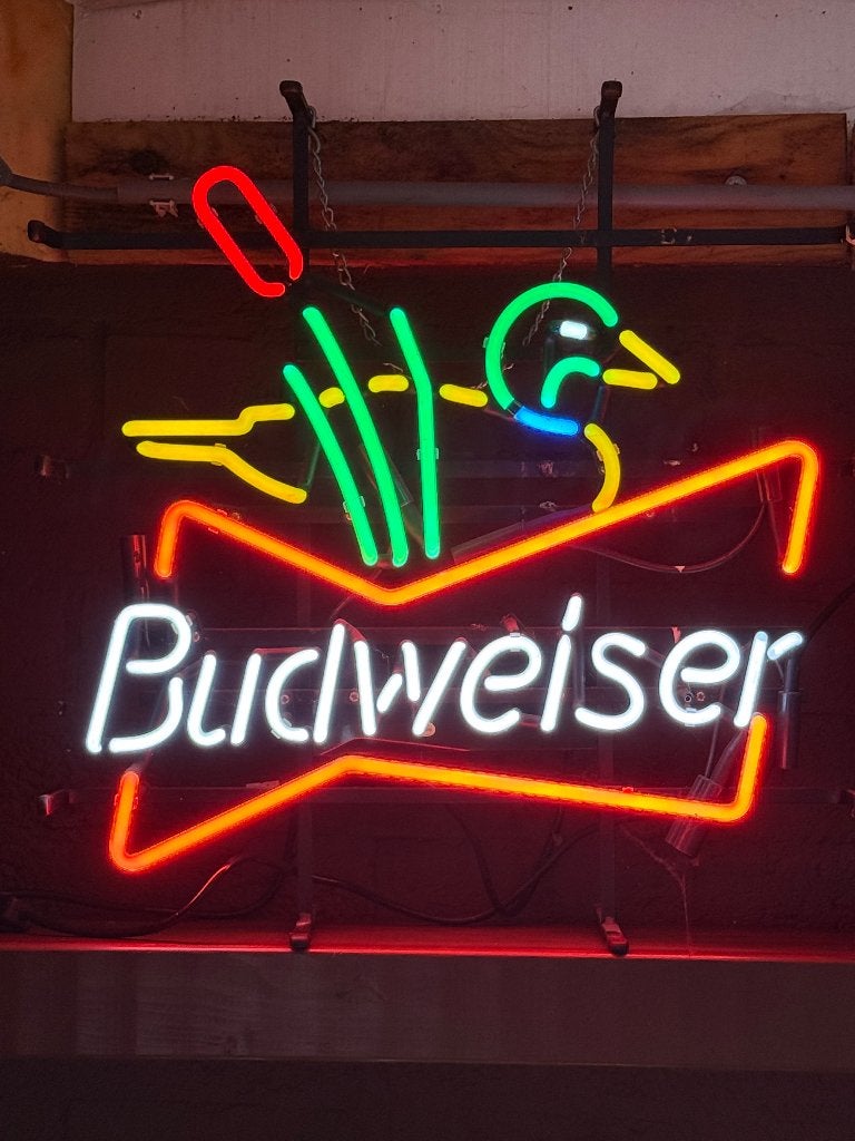 Budweiser neon reclame vintage lichtbak bud geen emaille, Ophalen, Zo goed als nieuw, Lichtbak of (neon) lamp