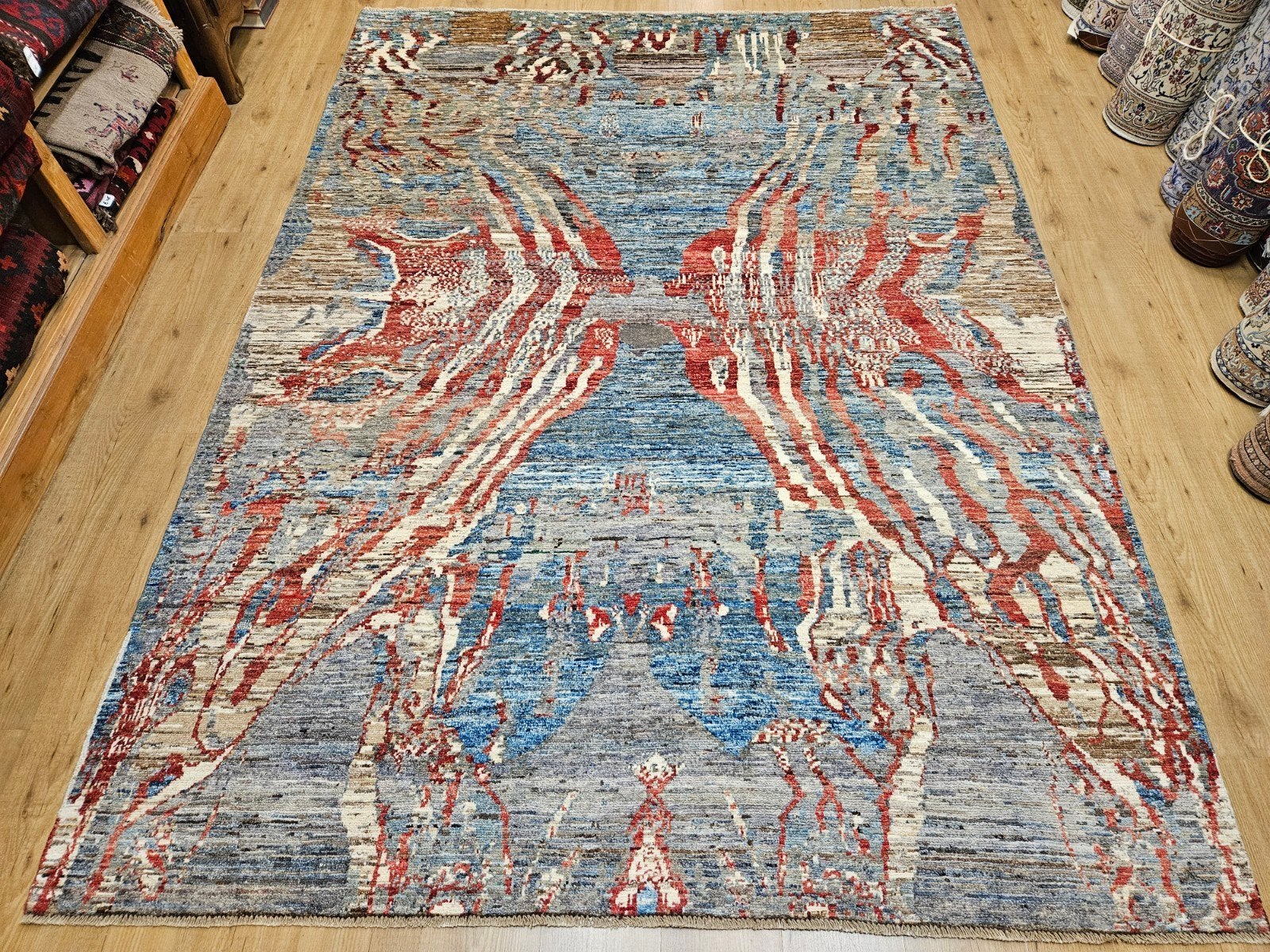 Handgeknoopt oosters tapijt modern design 283x206, Info@SlatsAntiek.nl, Perzisch, Vof Slats Antiek, Ophalen of Verzenden