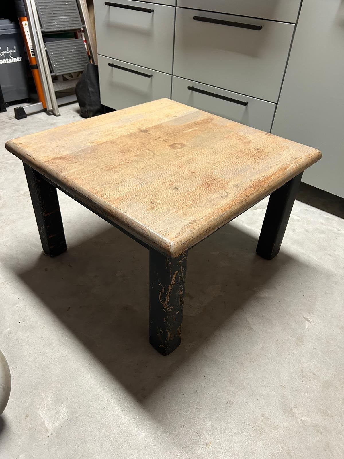 Robuuste houten bijzettafel - Gebruikt, Minder dan 45 cm, Gebruikt, Vierkant, Hout