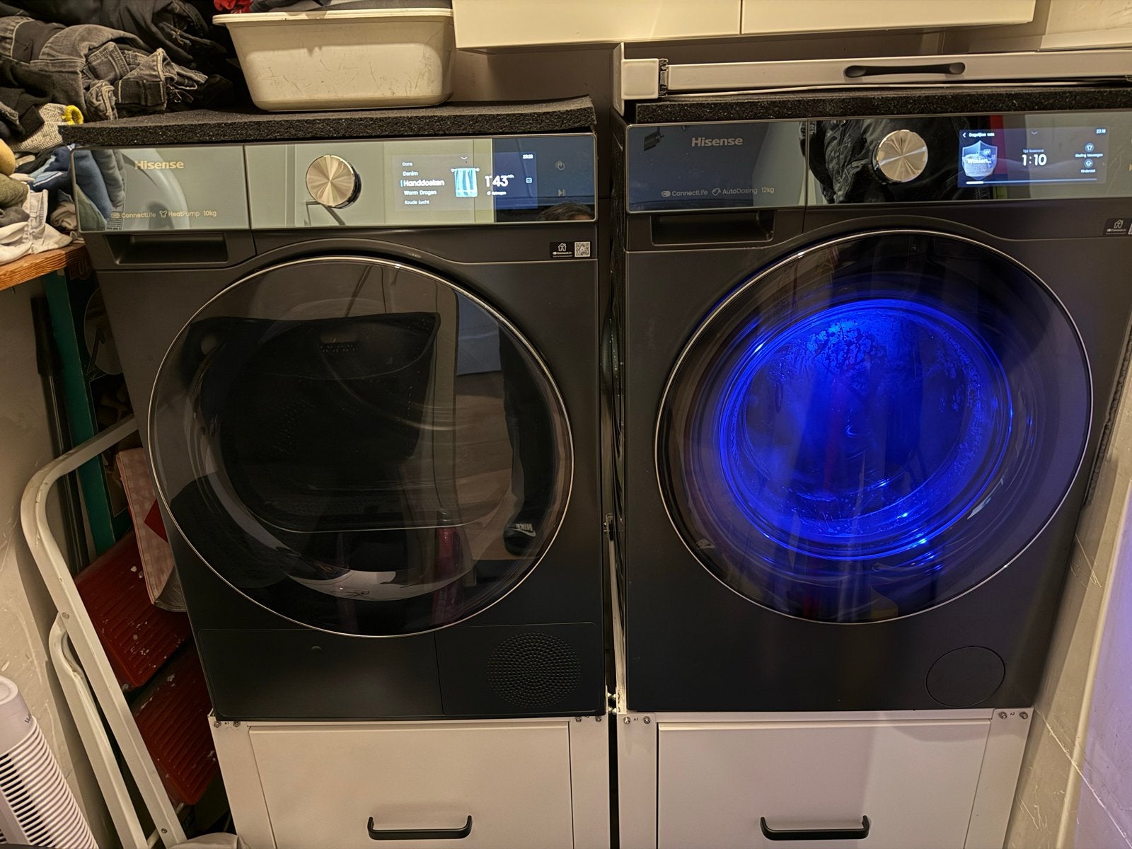 Hisense DH7S107BB Zwart, Ophalen, 1200 tot 1600 toeren, 10 kg of meer, Zo goed als nieuw