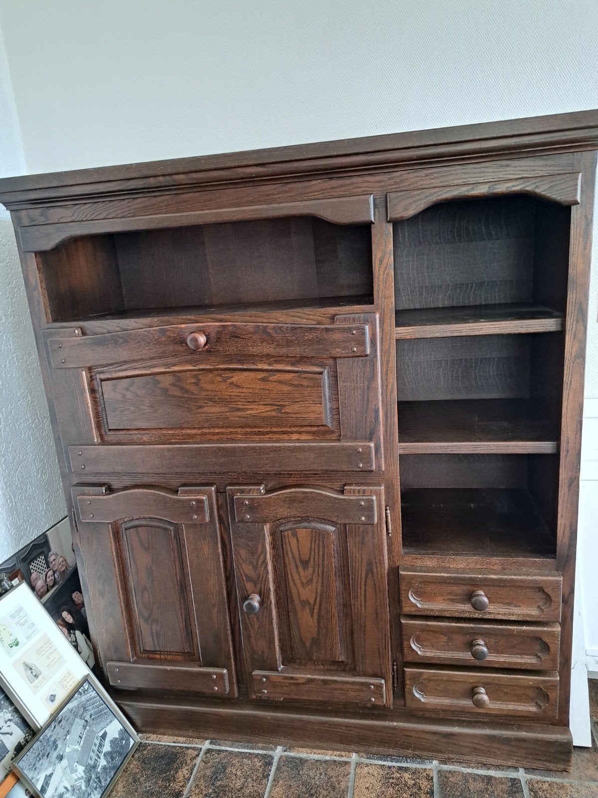 Eikenhouten buffet kast, Ophalen, Gebruikt, Met deur(en), 150 tot 200 cm