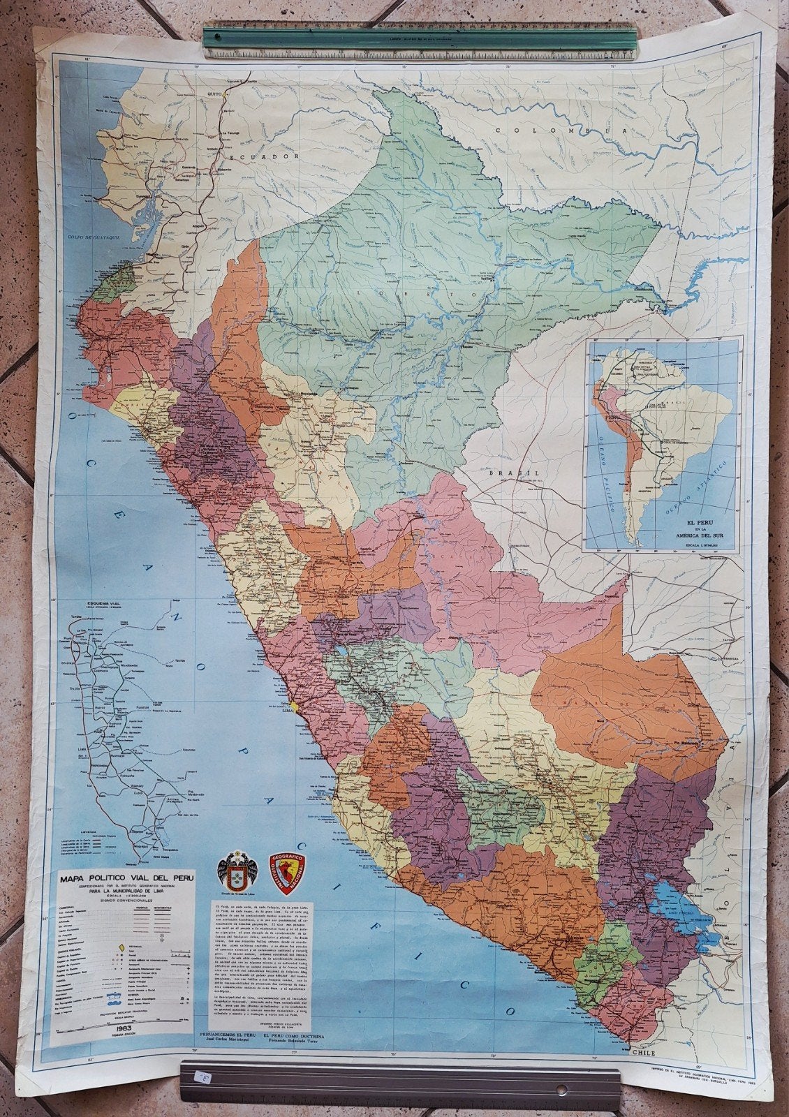 Gedetailleerde kaart van Peru (1983), Ophalen of Verzenden, Aardrijkskunde