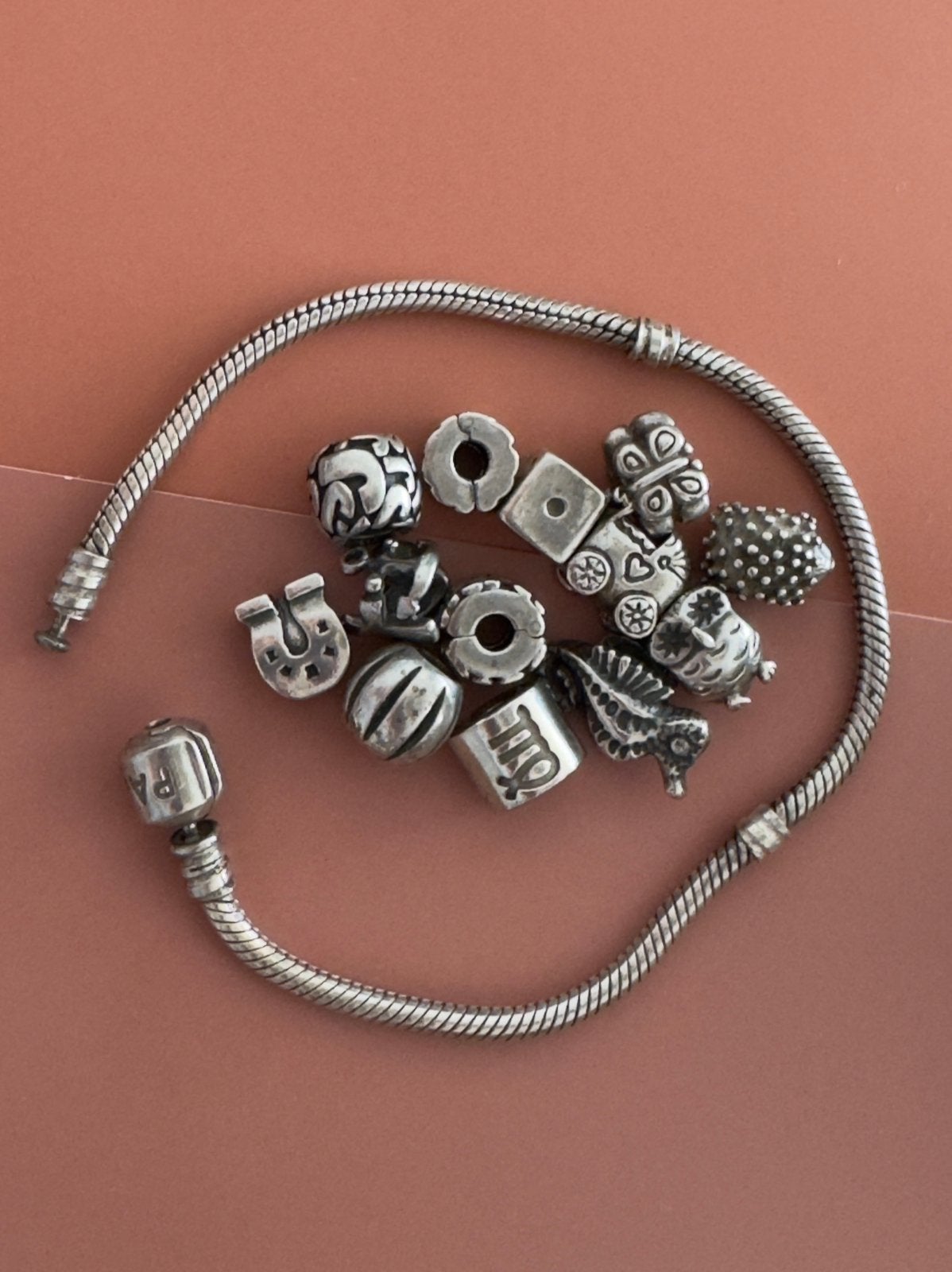Pandora armband (20cm) en bedels, Pandora, Ophalen of Verzenden, Zo goed als nieuw, 4 bedels of meer