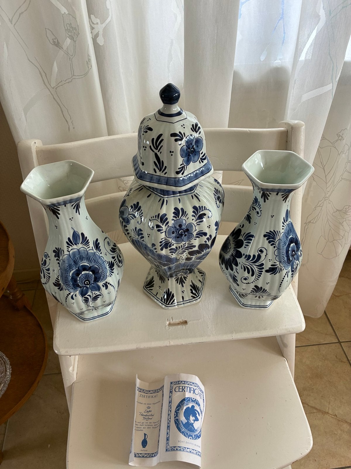 Prachtige Delfts Blauwe Vazen Set - Handgeschilderd, Huis en Inrichting, Ophalen, Blauw