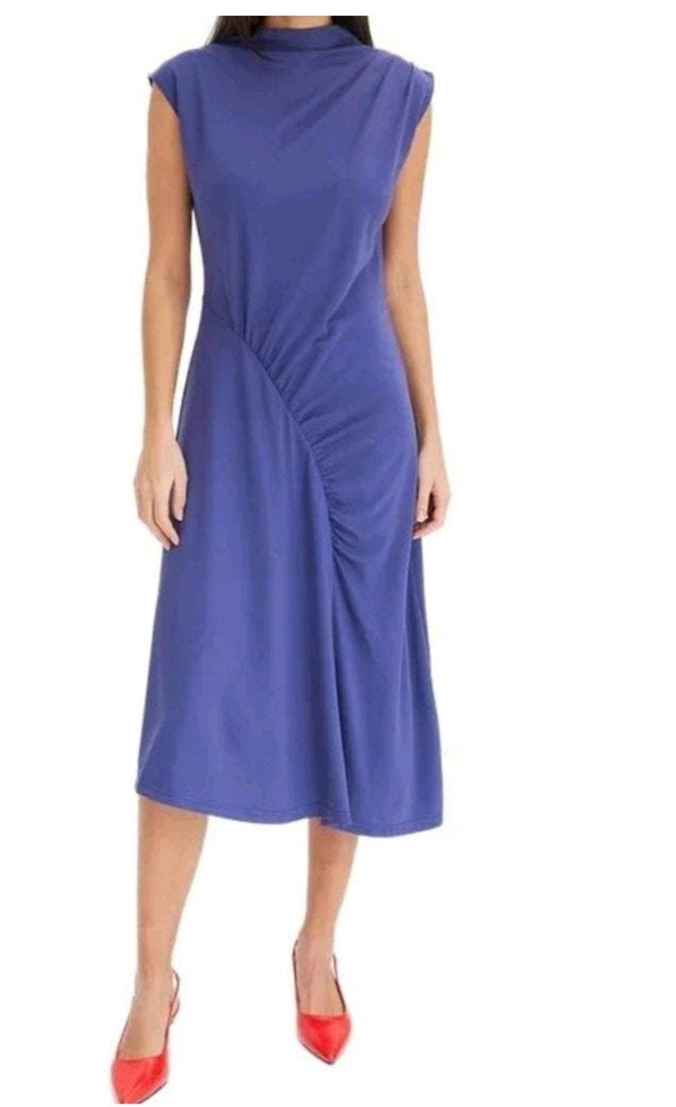 Paarsblauwe a-symmetrische tricot jurk van Bonprix XL 46-48, Kleding | Dames, Bonprix, Maat 46/48 (XL) of groter, Nieuw, Onder de knie
