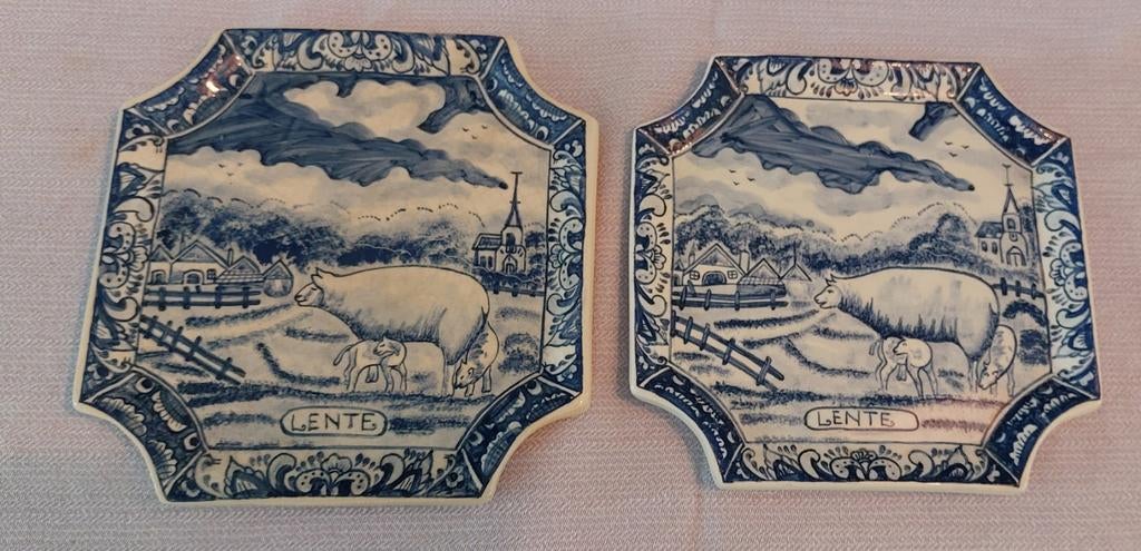 Twee Delfts blauwe wandtegels!!, Antiek en Kunst, Ophalen of Verzenden