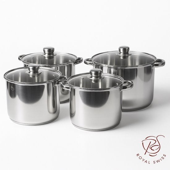 Royal Swiss RVS pannenset 8-delig, alle kookplaten,nieuw, Nieuw, Pannenset, Ophalen of Verzenden, Rvs