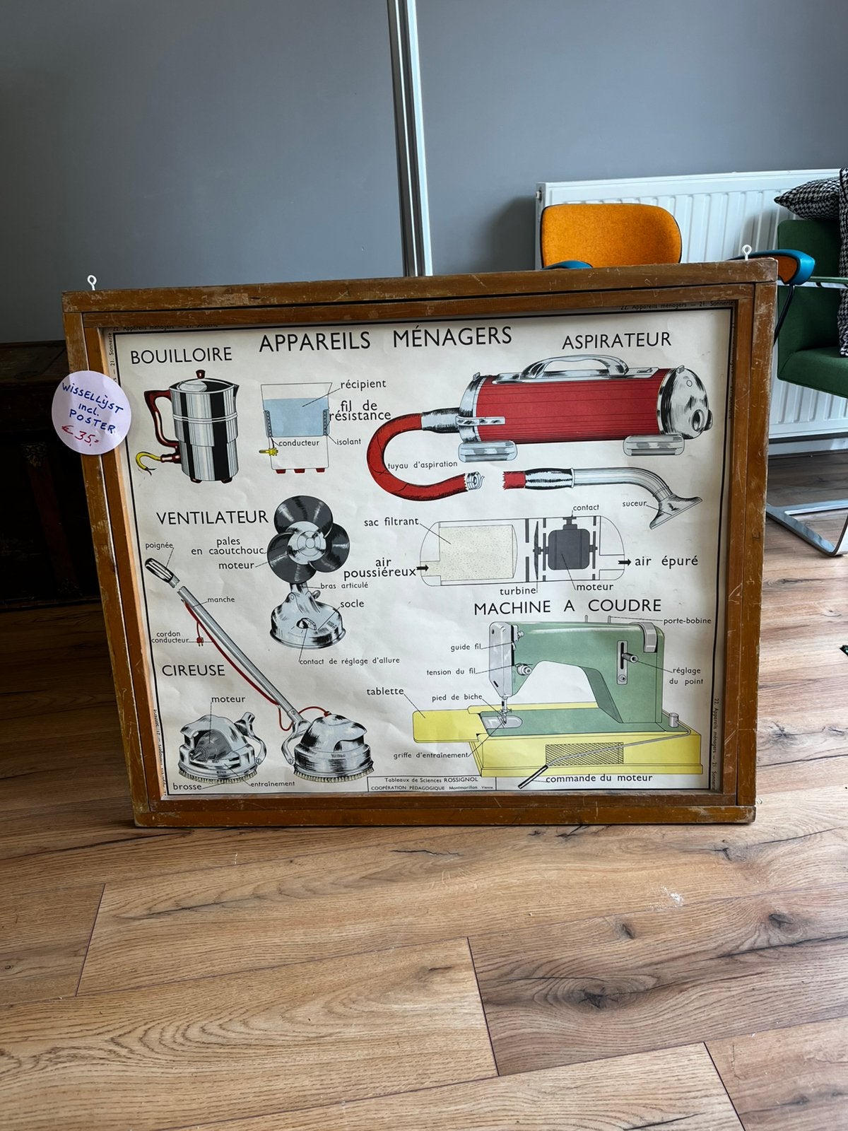 Originele wissellijst met poster, Ophalen of Verzenden, Ovaal, Minder dan 50 cm