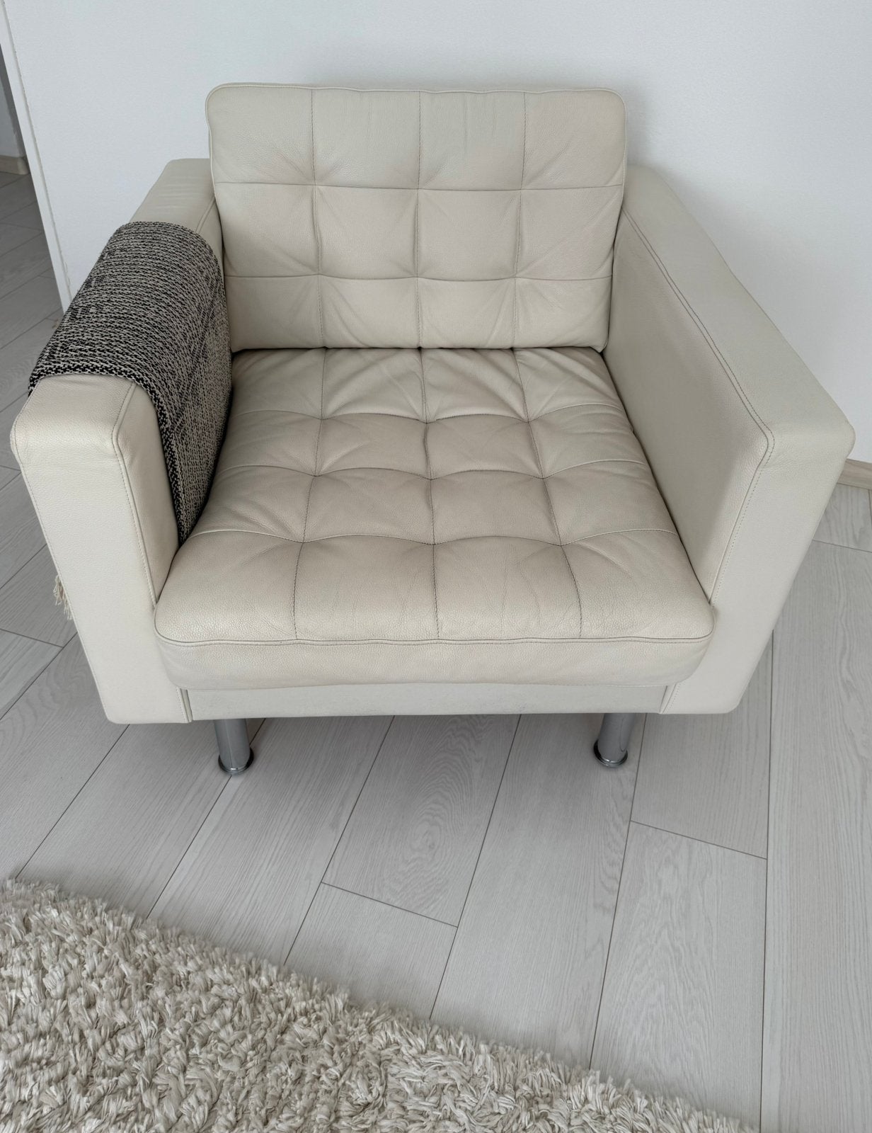 Fauteuil ikea Landskrona wit/creme, Huis en Inrichting, Ophalen, Strak, Gebruikt, Eenpersoons