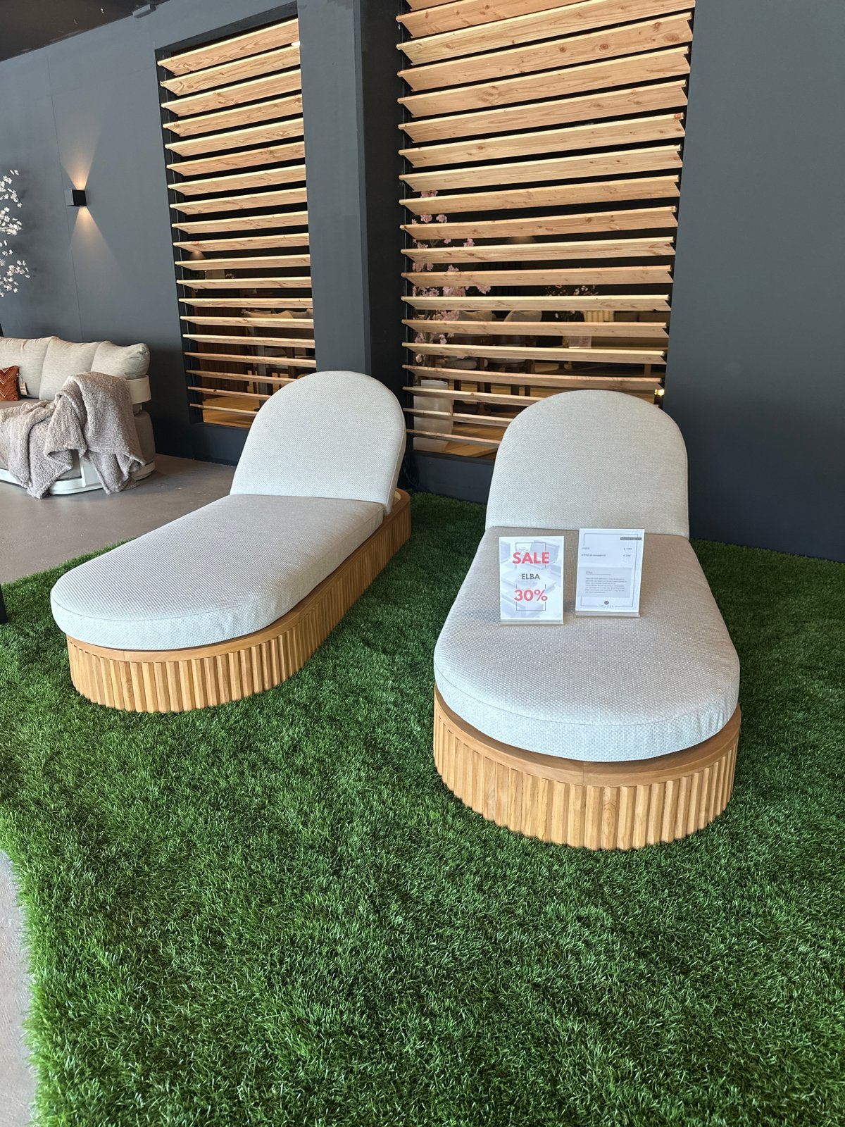 Teak ligbedden, all-weather kussens, hoge korting, Ophalen, Nieuw, Teakhout, Verstelbaar