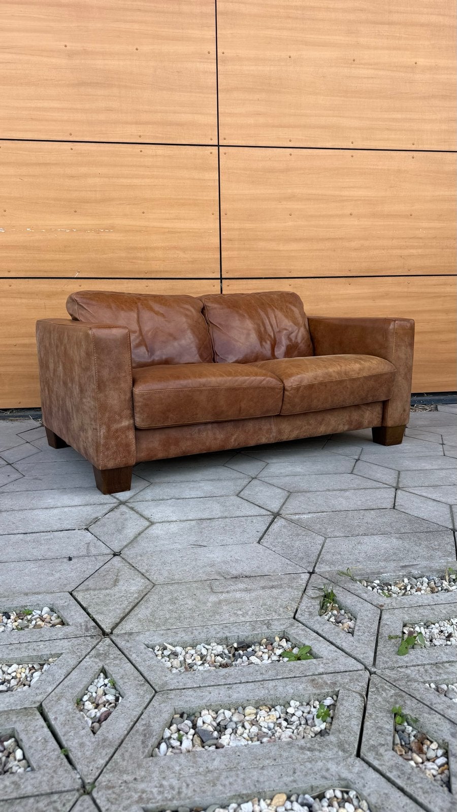 Comfortabele tweepersoons leren bank - Gebruikt, Ophalen, Gebruikt, 150 tot 200 cm, Tweepersoons