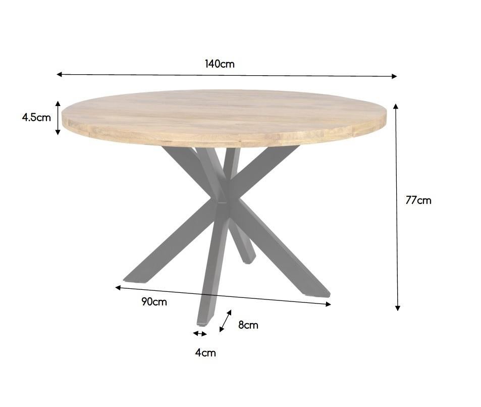 Zita Home eettafel 140cm rond NIEUW met metaal onderstel, Overige houtsoorten, Rond, Nieuw, Scandinavisch