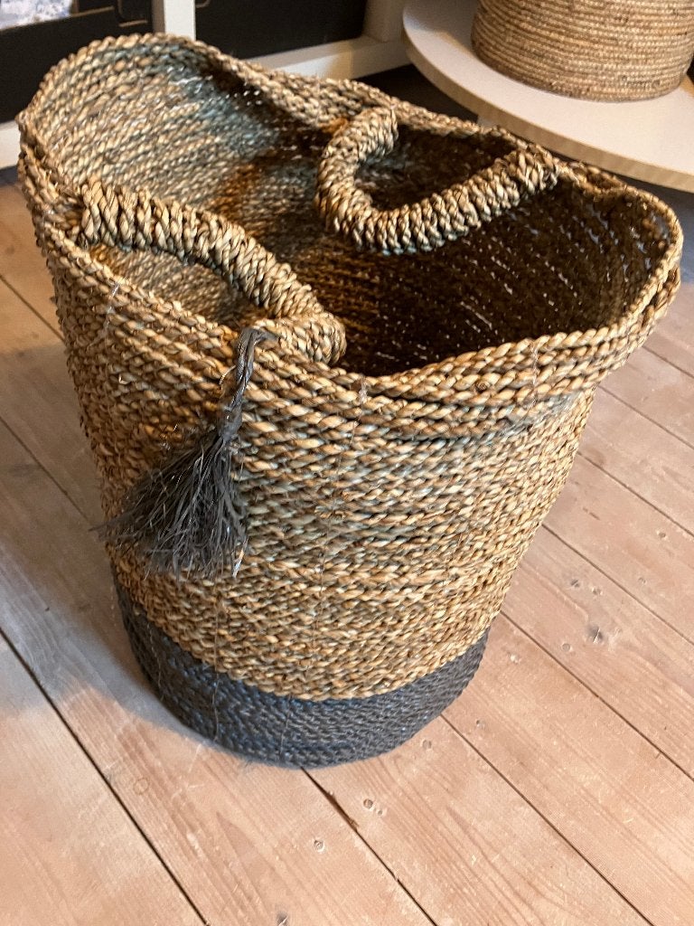 hoge rieten mand zeegras mand plantenbak speelgoed enz, Mand, Gevlochten, Rond, Ophalen of Verzenden