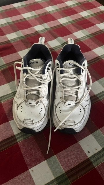 Nike Air Monarch sneakers - Wit/Blauw, Wit, Nike, Ophalen of Verzenden, Sneakers of Gympen