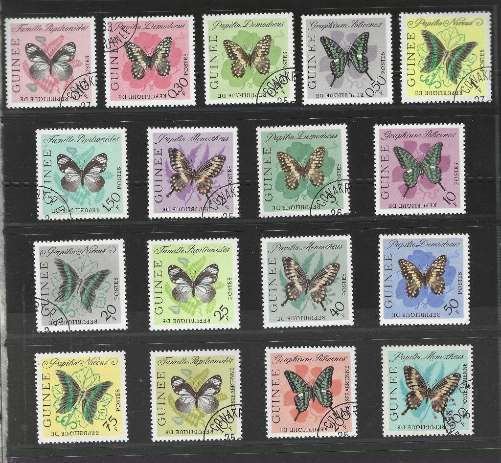 Guinee 183-199 insect vlinders postfris - plakker-gestempeld, Postzegels en Munten, Verzenden, Gestempeld, Dier of Natuur