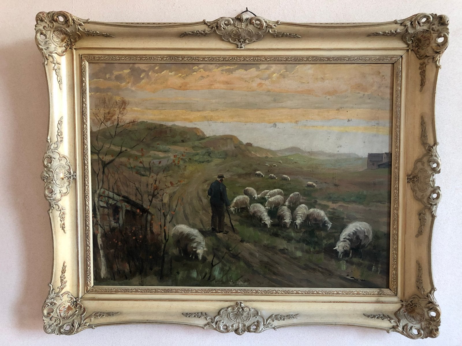 Diverse schilderijen: Schaapsherder & Winterlandschap, Antiek en Kunst, Doek, Ophalen of Verzenden, Gesigneerd, Landschap