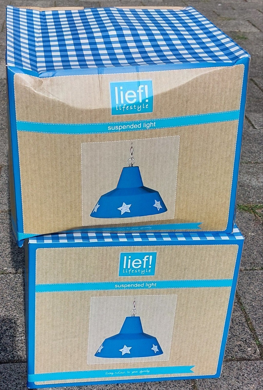 Lief! Lifestyle hanglamp - Blauw met sterren,2 stuks,nieuw, Ophalen, Kindvriendelijk, Speels, Nieuw, E27 (groot)