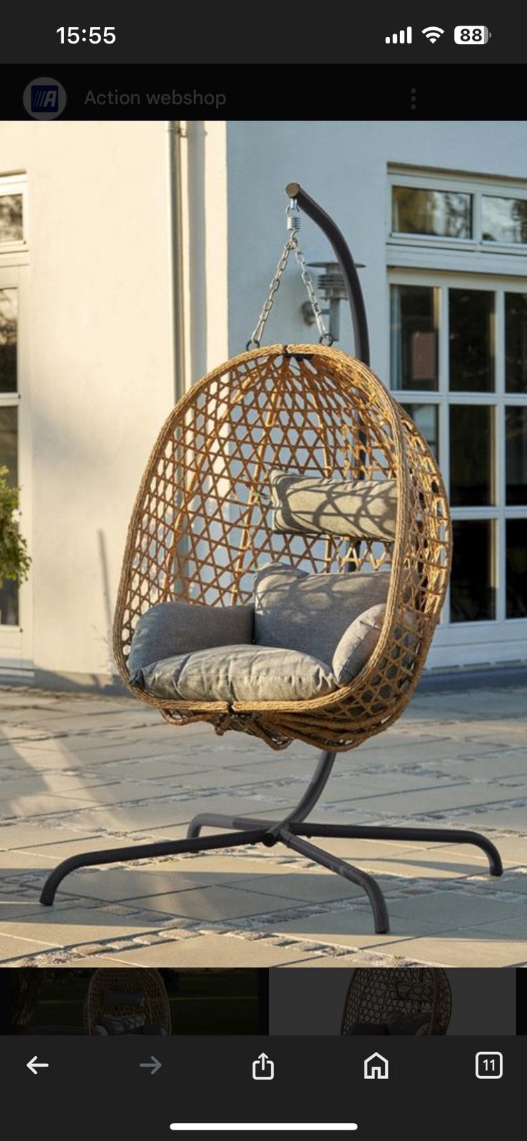 Egg chair tuinstoel, Ophalen, Zo goed als nieuw, Rotan