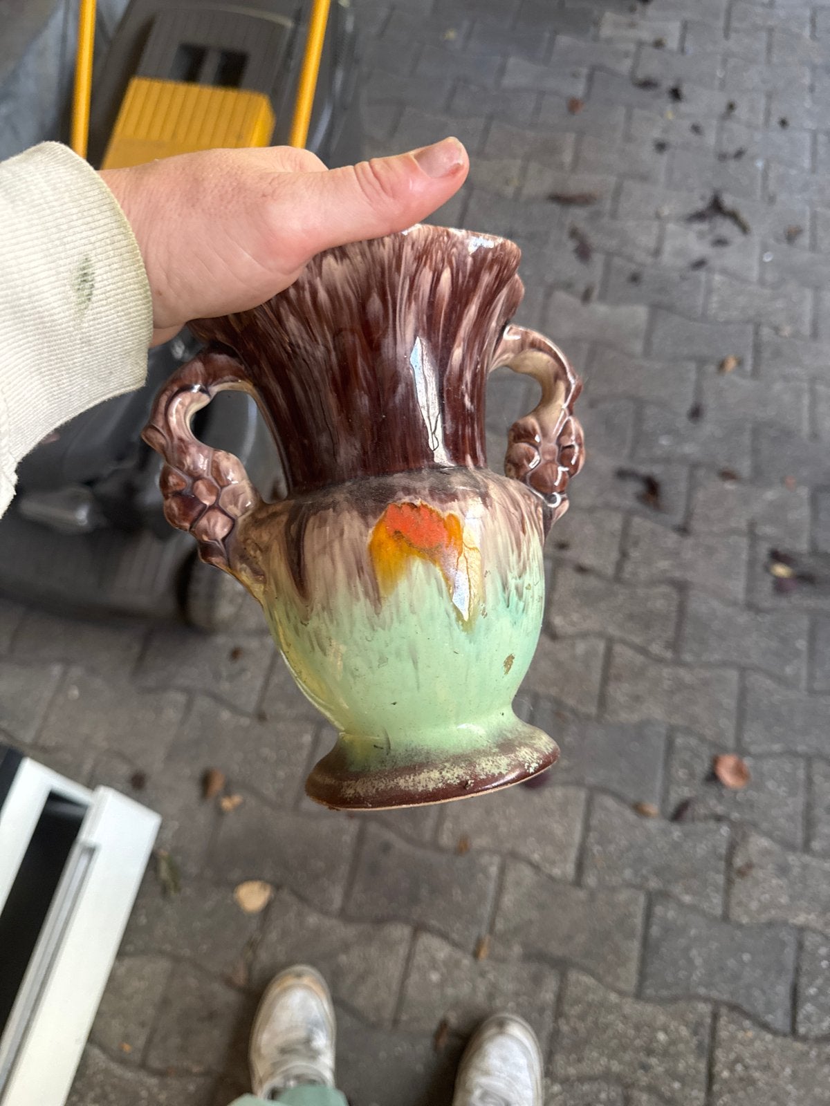 Vintage West-Duitse Keramieken Vaas met Handvatten, Ophalen of Verzenden